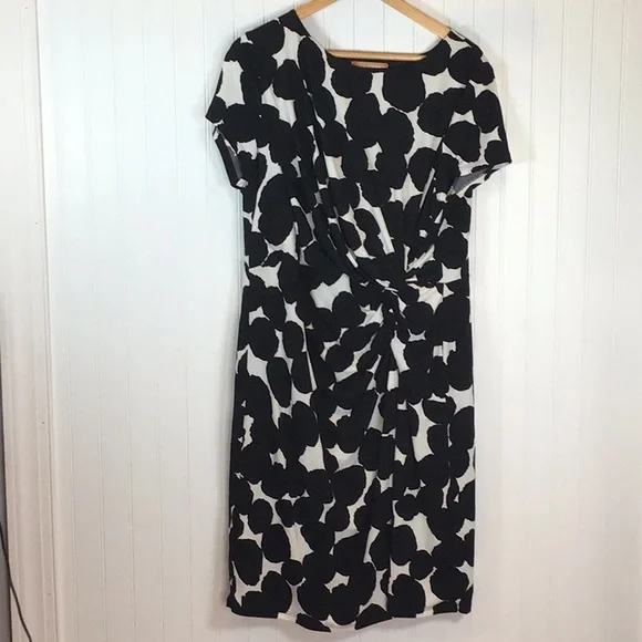 💖 Ellen Tracy | Black/White Twist Front Jersey Dress Size XL - Picture 5 of 12